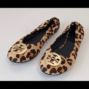 Tory Burch leopard REVA ballet flat calf hair